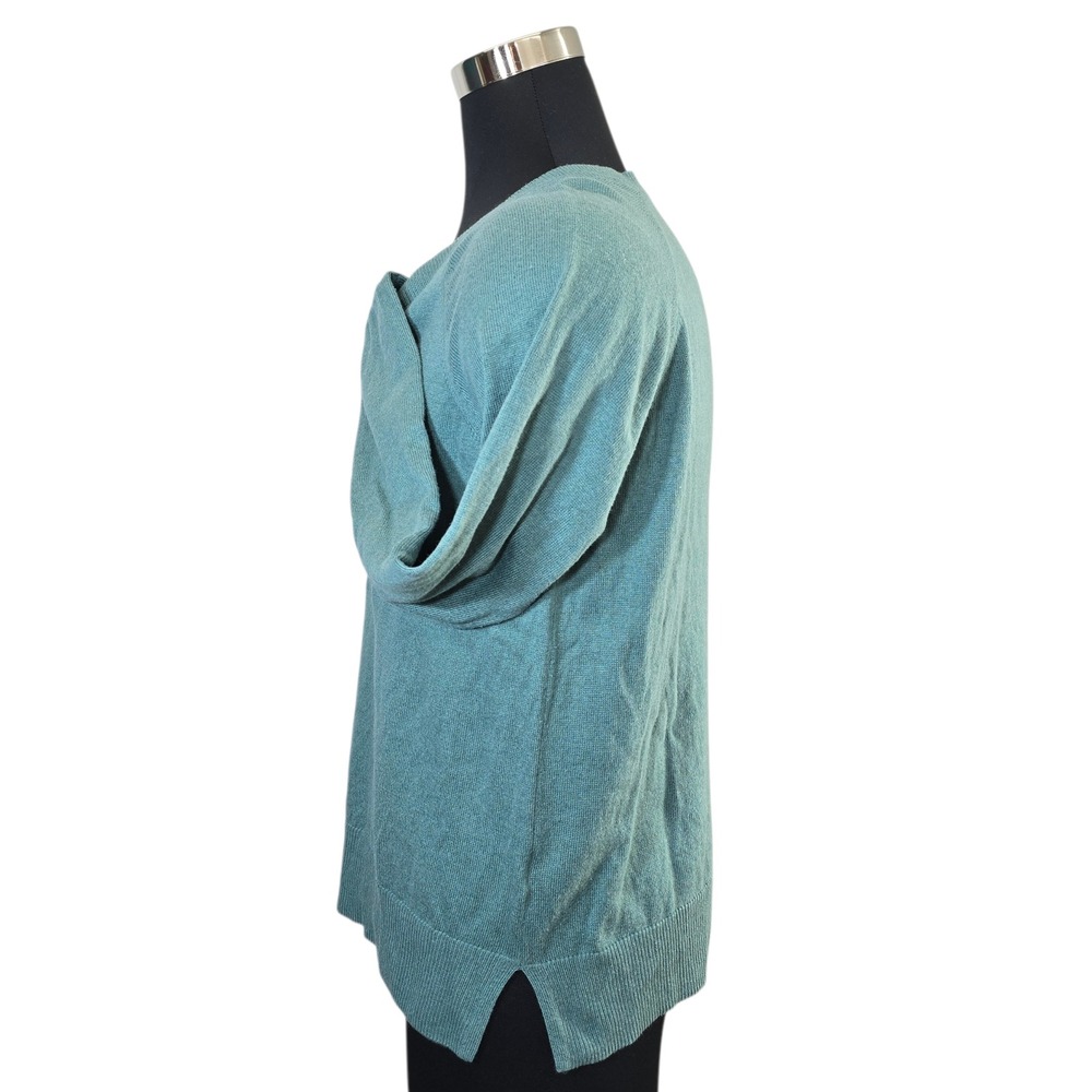 Lucky Brand Sweater M Mint Blue Cotton Blend V-Neck Raglan Classic Minimalist - Picture 4 of 10